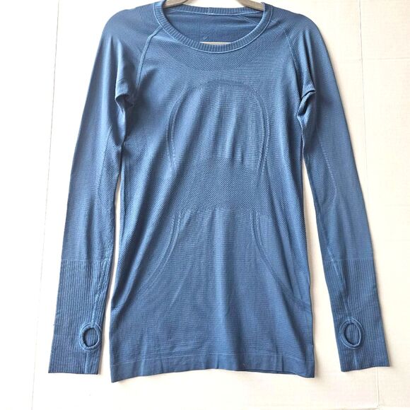 Lululemon Swiftly Tech Long Sleeve | Medium Blue Running Top | Sz 6 - Picture 1 of 6